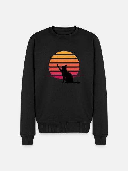 Cat looking at sunset - Men's Premium Organic Jumper - black