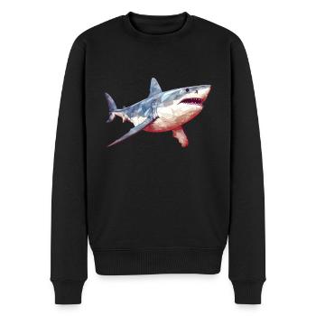 Weißer Hai - Männer Premium Bio Pullover - Schwarz - Vorne - Nico (187cm)