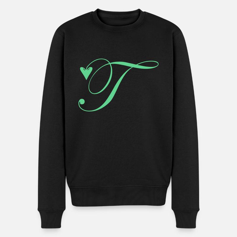 Monogramme T Coeur Vigne - Pull Premium bio Homme - noir