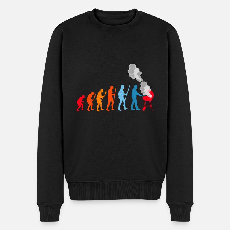 BBQ Evolution Barbecue Fleisch Grillen - Männer Premium Bio Pullover - Schwarz