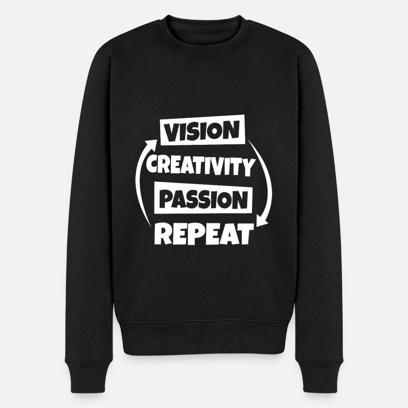 Vision Creativity Passion - Männer Premium Bio Pullover - Schwarz