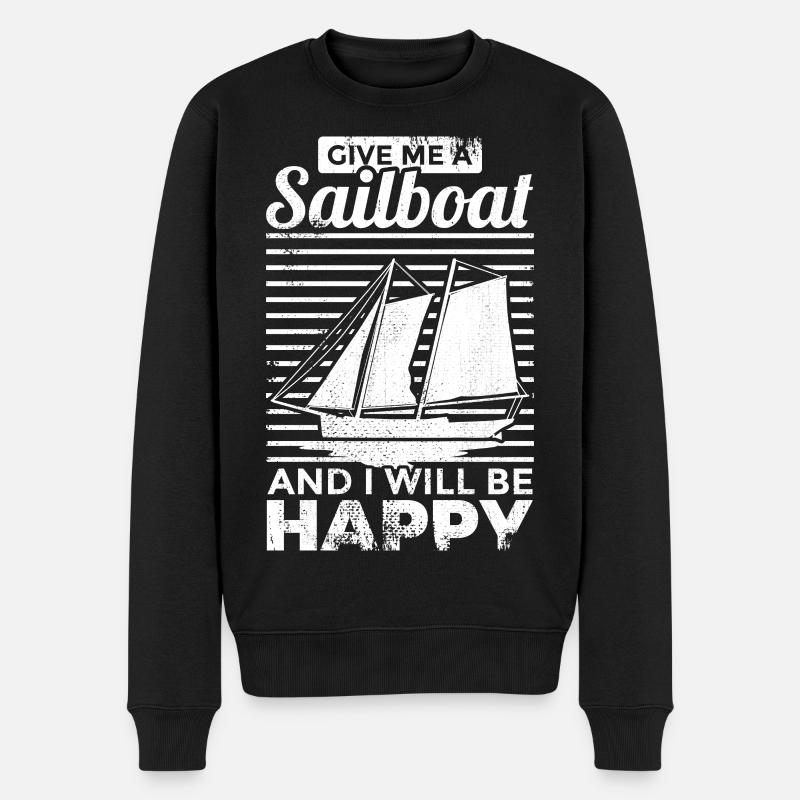 Segelspruch - Männer Premium Bio Pullover - Schwarz