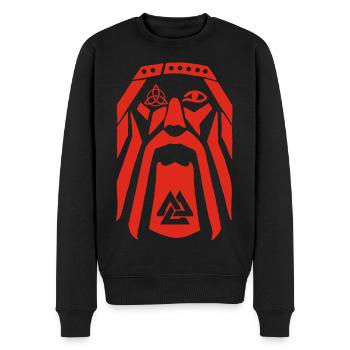 Wikingerkrieger (rot) - Männer Premium Bio Pullover - Schwarz - Vorne - Nico (187cm)