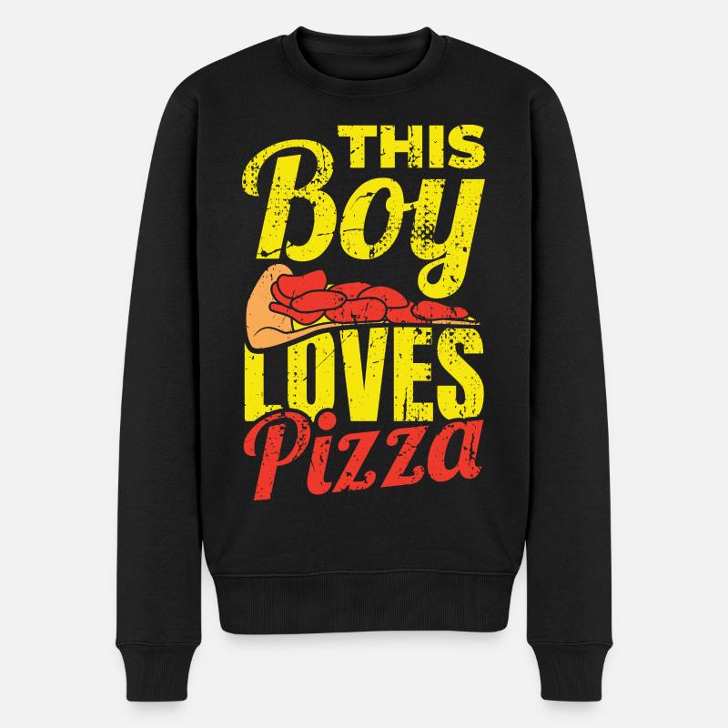 Dieser Junge liebt Pizza - Männer Premium Bio Pullover - Schwarz