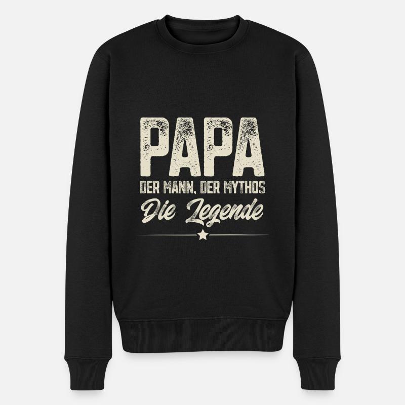 Papa Vater - Männer Premium Bio Pullover - Schwarz