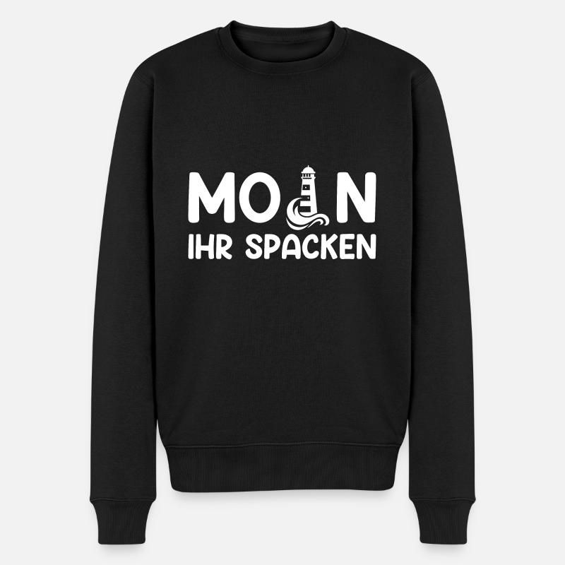 Moin Spruch Leuchtturm Norden Geschenk - Männer Premium Bio Pullover - Schwarz
