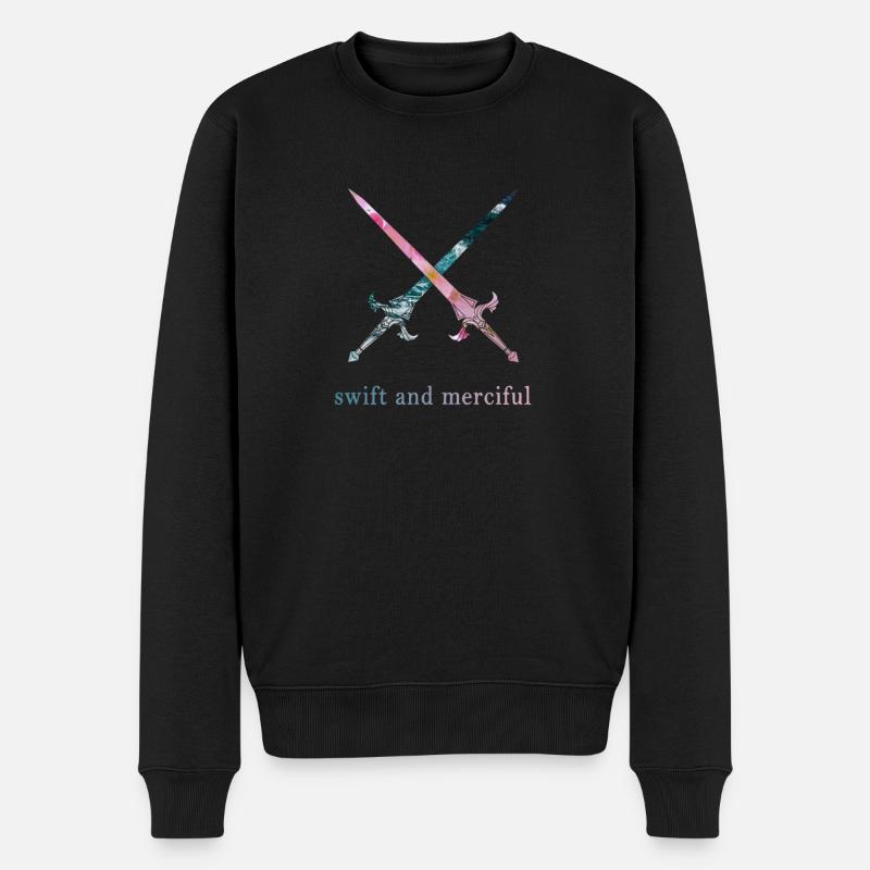 Fantasy Schwerter - Swift and merciful - Männer Premium Bio Pullover - Schwarz