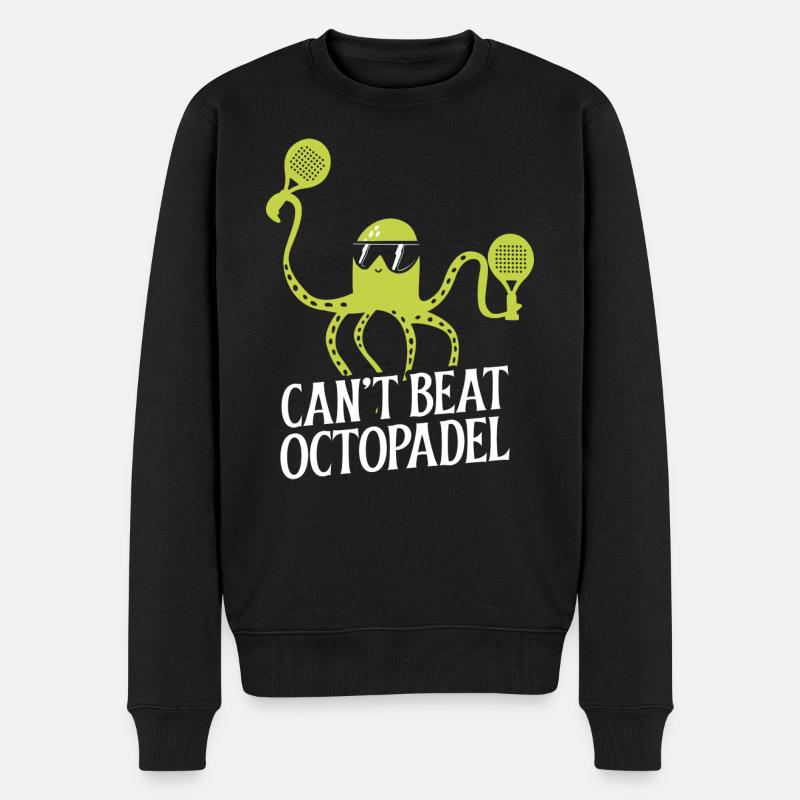 Padel Oktopus als Padel Tennis Spieler - Männer Premium Bio Pullover - Schwarz