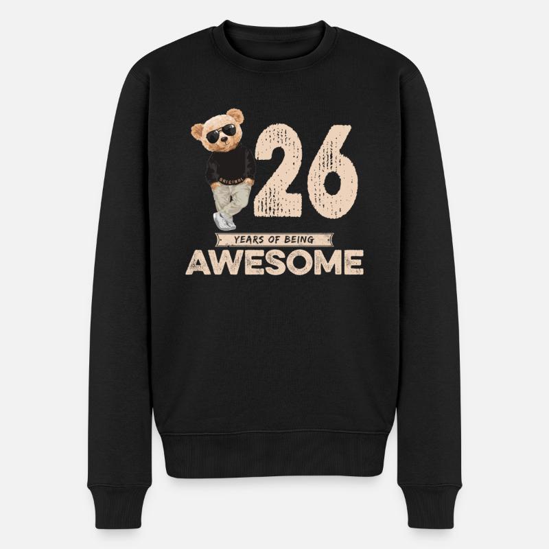 26 Years of being Awesome Teddy Bear - Männer Premium Bio Pullover - Schwarz
