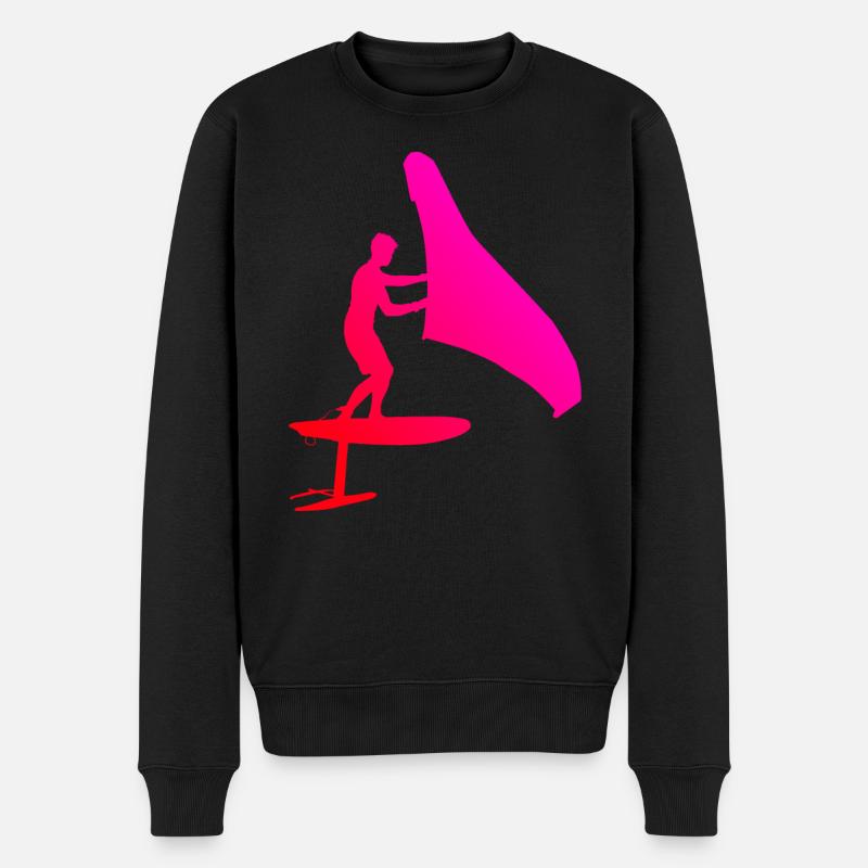 foilwing hydrofoil wingsurfen wingsurf Damen - Männer Premium Bio Pullover - Schwarz