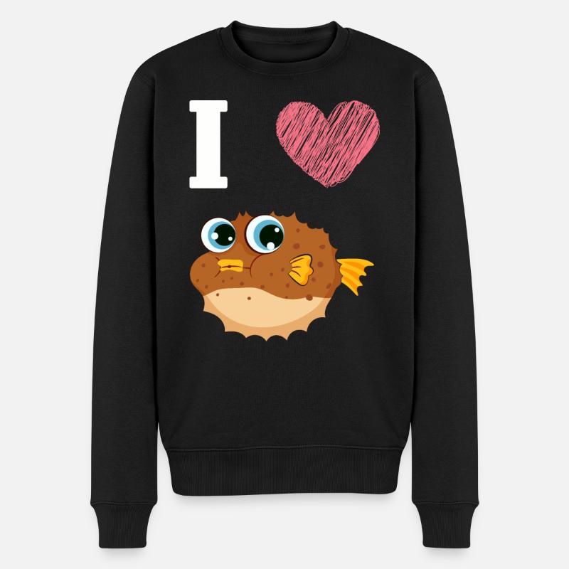 I love Kugelfisch - Männer Premium Bio Pullover - Schwarz
