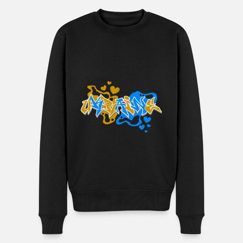 Ukraine Graffiti - Männer Premium Bio Pullover - Schwarz