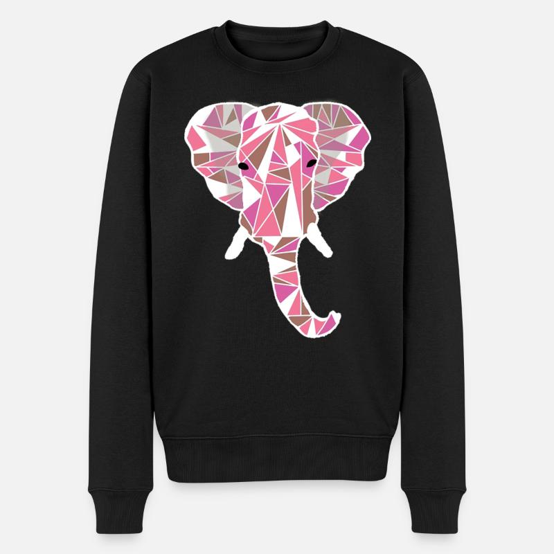 rosa Elefantenkopf - Männer Premium Bio Pullover - Schwarz