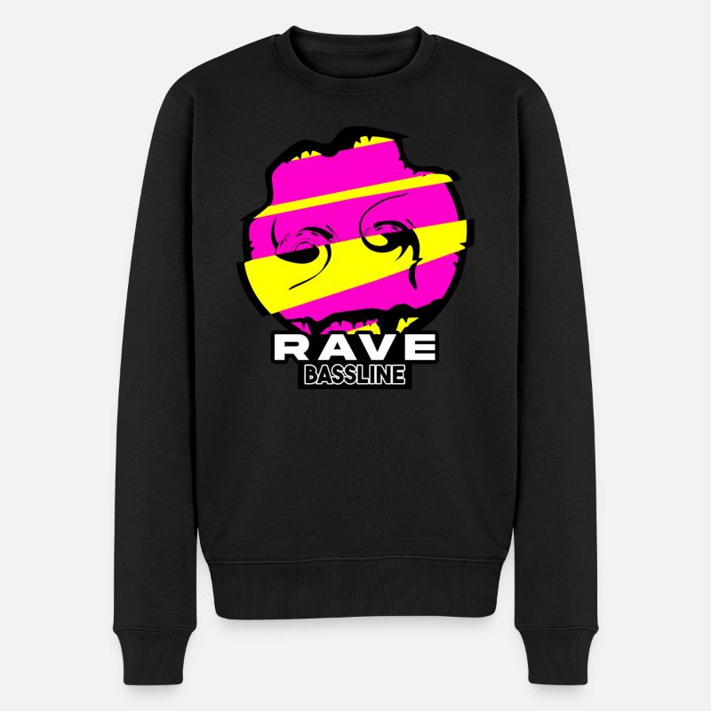 Rave Oldschool Smily on Pills - Männer Premium Bio Pullover - Schwarz