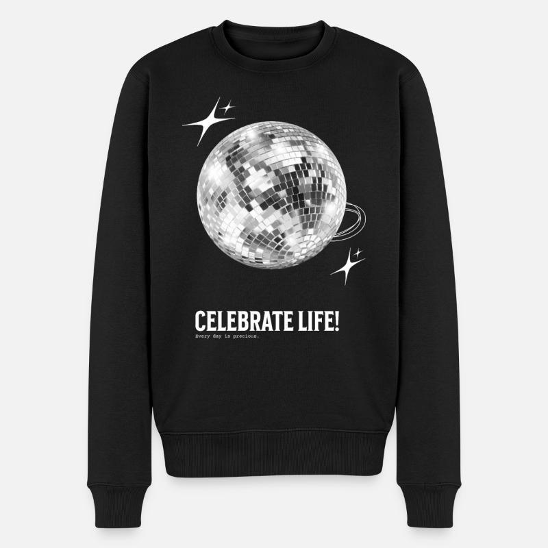 Discokugel Celebrate Life! - Männer Premium Bio Pullover - Schwarz