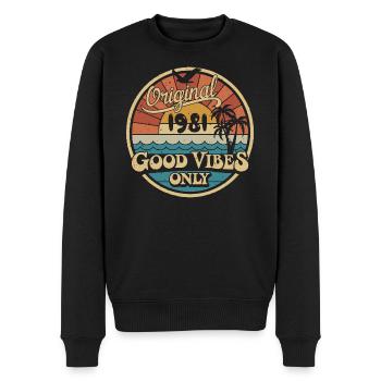 Original 1981 Jahrgang 1981 Geburtstag Retro 1981 - Männer Premium Bio Pullover - Schwarz - Vorne - Nico (187cm)