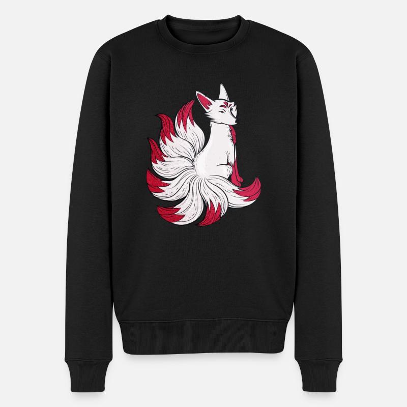 Kitsune - Männer Premium Bio Pullover - Schwarz