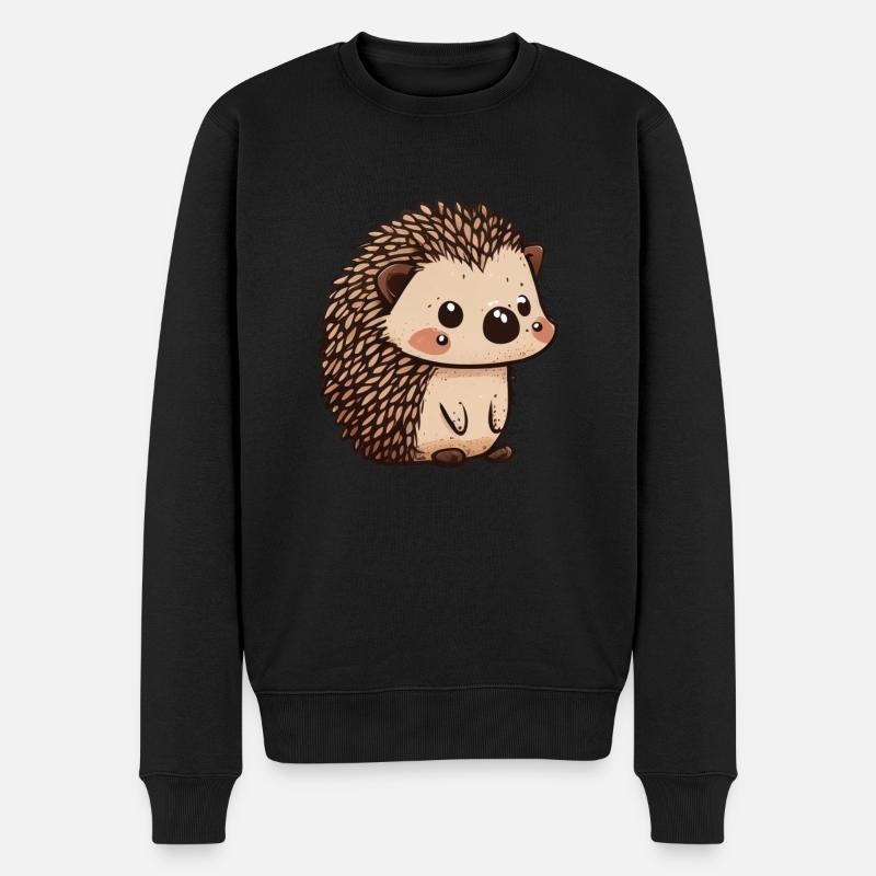 Süßer Vintage Igel - Männer Premium Bio Pullover - Schwarz