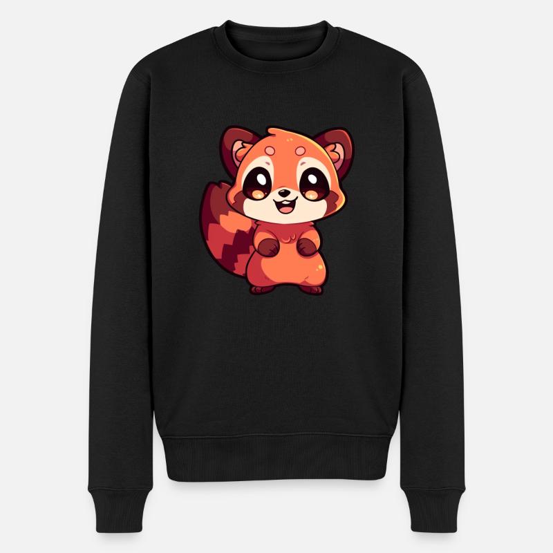 Roter Panda - Männer Premium Bio Pullover - Schwarz