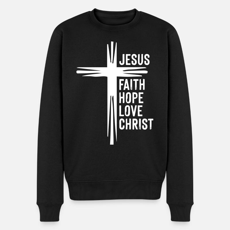 Jésus Foi Espérance Aimer Christ - Pull Premium bio Homme - noir