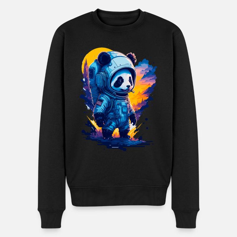 Niedlicher Panda-Astronaut - Männer Premium Bio Pullover - Schwarz