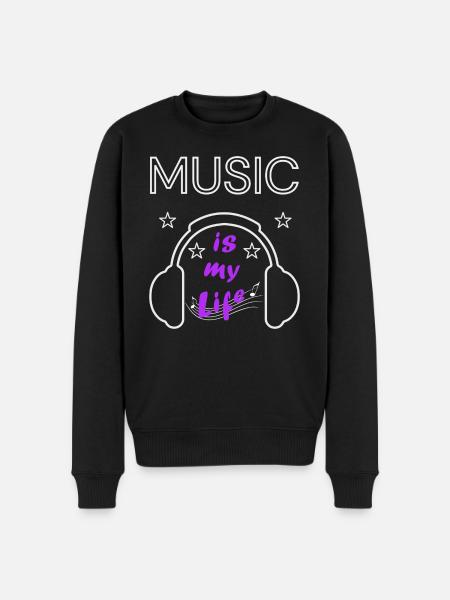 Music is my Life - Männer Premium Bio Pullover - Schwarz