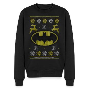 Justice League Batman Logo Ugly Christmas - Männer Premium Bio Pullover - Schwarz - Vorne - Nico (187cm)