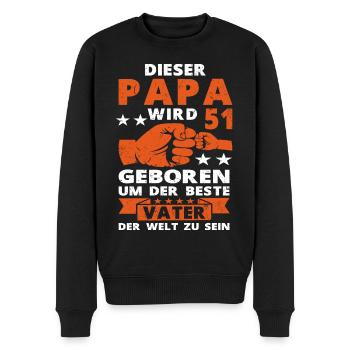 Papa 51 Geburtstag Vater 51 Jahre Spruch - Männer Premium Bio Pullover - Schwarz - Vorne - Nico (187cm)