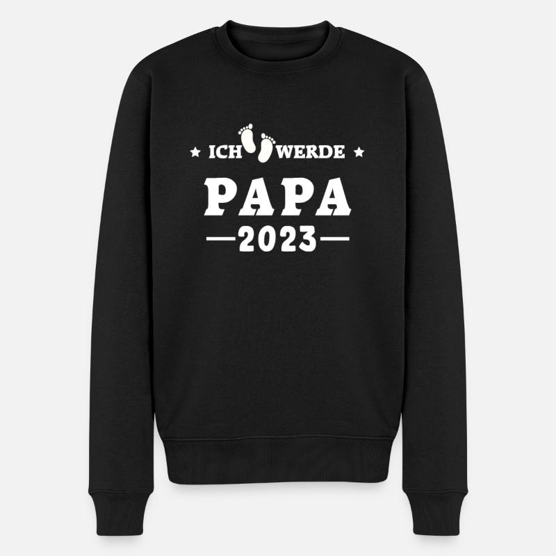 Ich werde Papa 2023 - Männer Premium Bio Pullover - Schwarz
