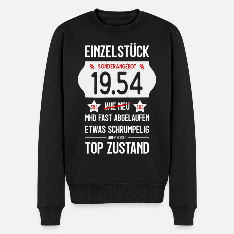 72. GEBURTSTAG 1954 EINZELSTÜCK PREISSCHILD - Männer Premium Bio Pullover - Schwarz