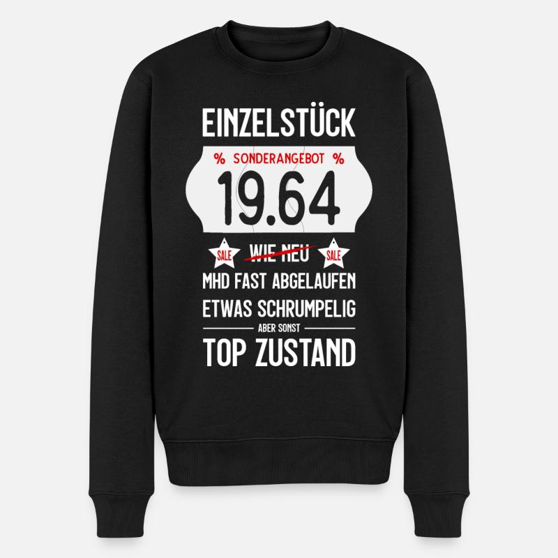 62. GEBURTSTAG 1964 EINZELSTÜCK PREISSCHILD - Männer Premium Bio Pullover - Schwarz