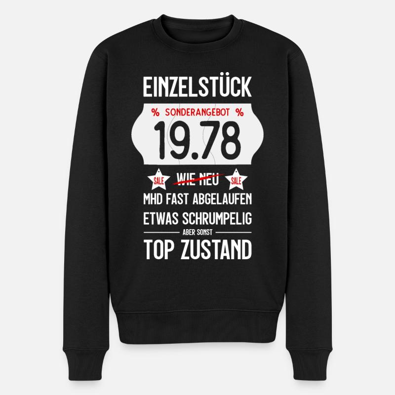 48. GEBURTSTAG 1978 EINZELSTÜCK PREISSCHILD - Männer Premium Bio Pullover - Schwarz