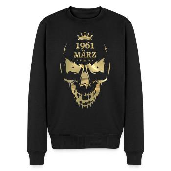 März 1961 Totenkopf Gold - Männer Premium Bio Pullover - Schwarz - Vorne - Nico (187cm)