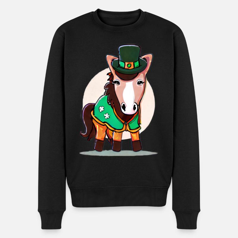st patrick's day Pferd - Männer Premium Bio Pullover - Schwarz