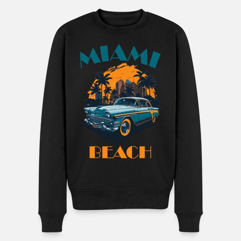 Miami Beach - Männer Premium Bio Pullover - Schwarz