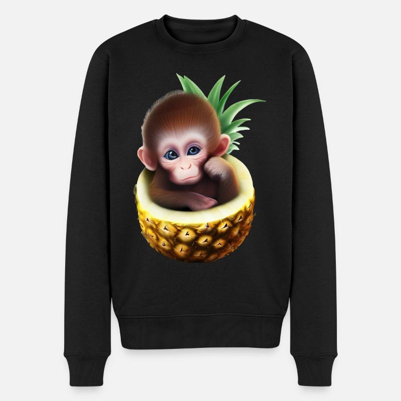Little monkey in a pineapple - Men's Premium Organic Jumper - black