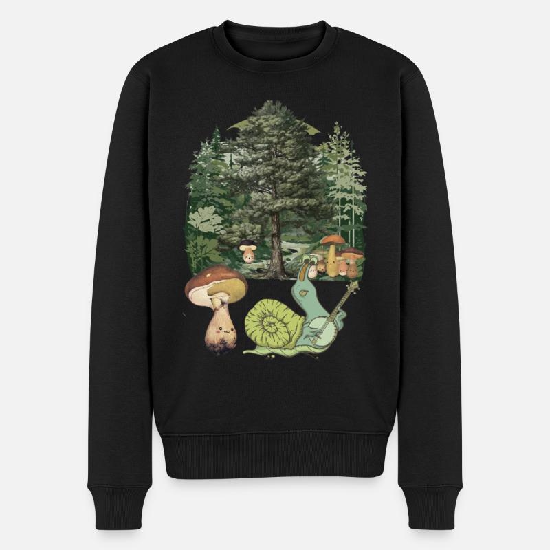 Waldbewohner Schnecke Kinder Musik Kind - Männer Premium Bio Pullover - Schwarz