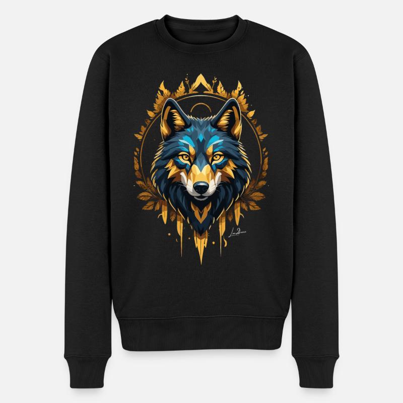 Loup or géométrique - Pull Premium bio Homme - noir