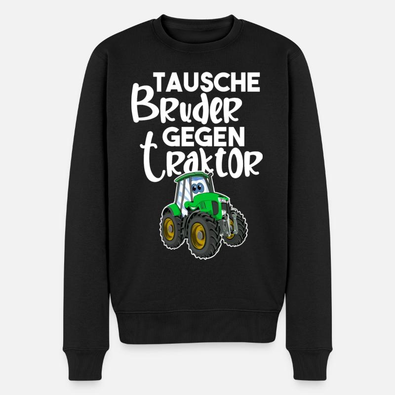 Tausche Bruder Gegen Traktor - Männer Premium Bio Pullover - Schwarz