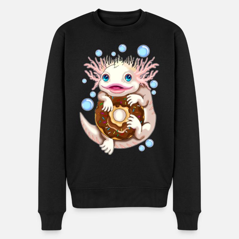 Axolotl Donut Snaxolotl - Männer Premium Bio Pullover - Schwarz