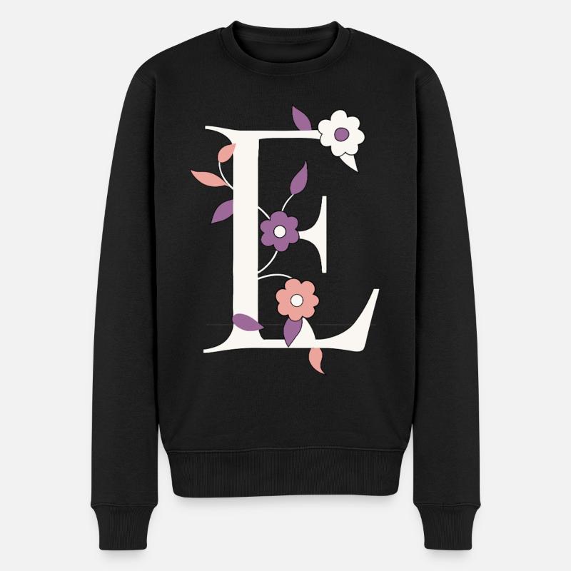 Letter E Monogram Retro - Men's Premium Organic Jumper - black