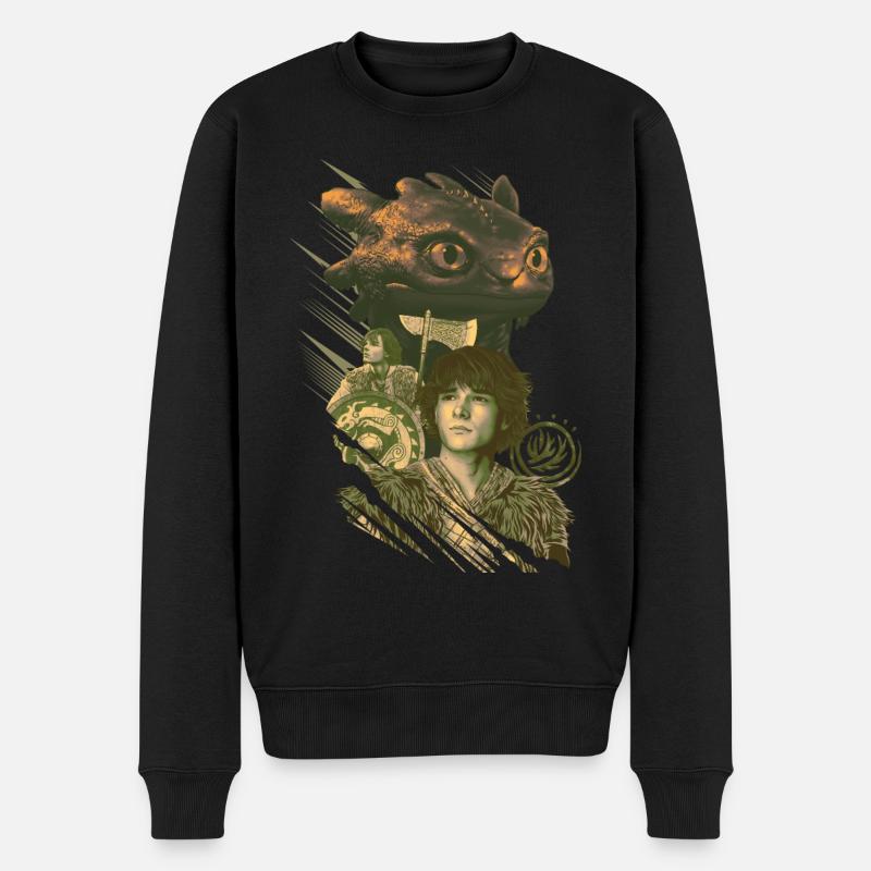 Dragons Hoquet Et Krokmou - Pull Premium bio Homme - noir