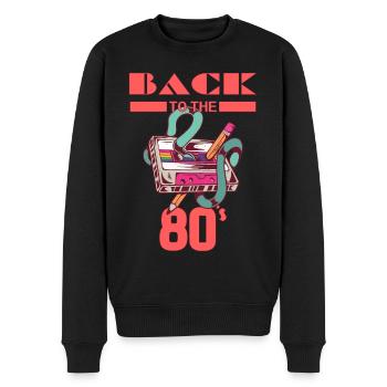 Zurück in die 80er Jahre mit Musikkassette - Männer Premium Bio Pullover - Schwarz - Vorne - Nico (187cm)
