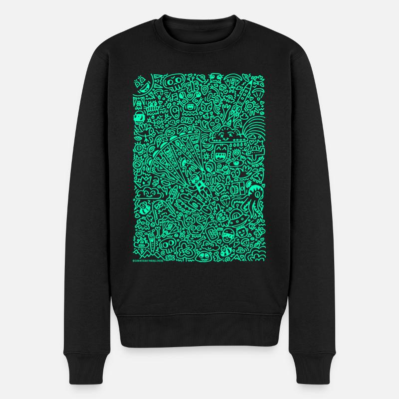 Doodle Paragliders mint - Männer Premium Bio Pullover - Schwarz