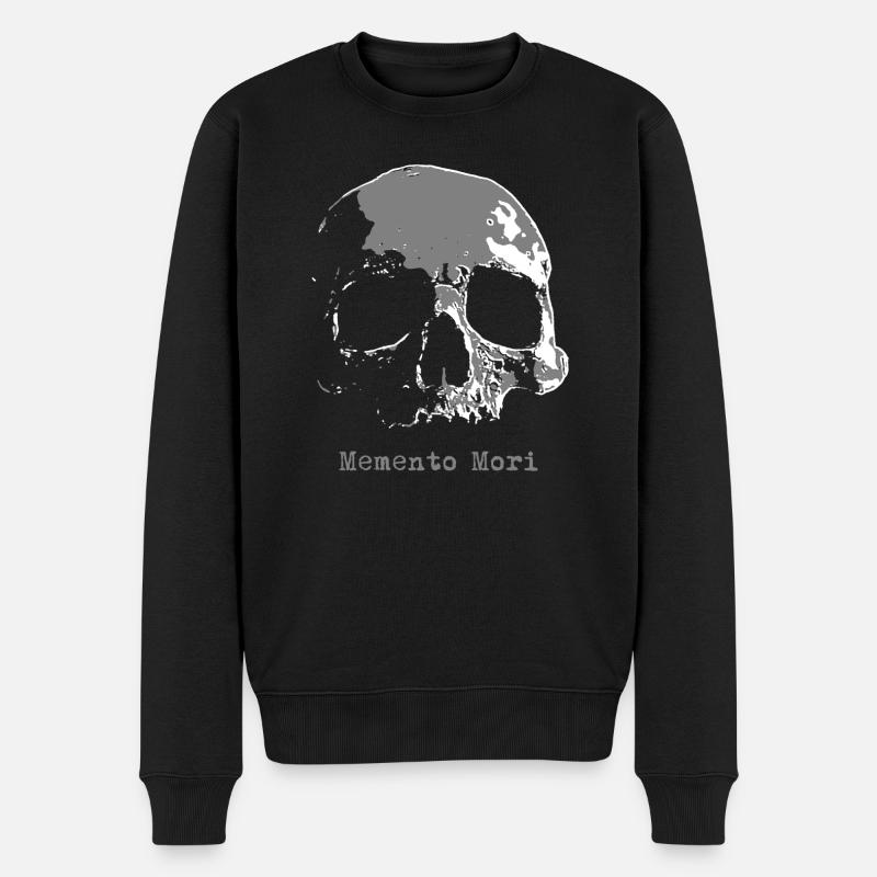 Memento Mori Totenkopf Grau - Männer Premium Bio Pullover - Schwarz
