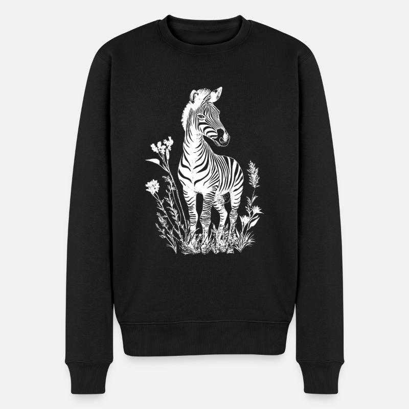 Zebra Blumen Floral - Männer Premium Bio Pullover - Schwarz
