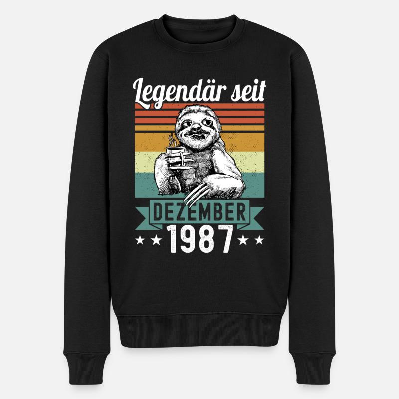 Faultier Legendär seit Dezember 1987 Geburtstag - Männer Premium Bio Pullover - Schwarz
