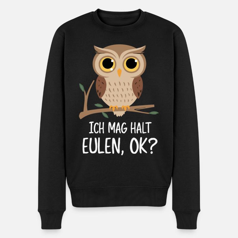 Nachteule Eule Eulen Vogel - Männer Premium Bio Pullover - Schwarz