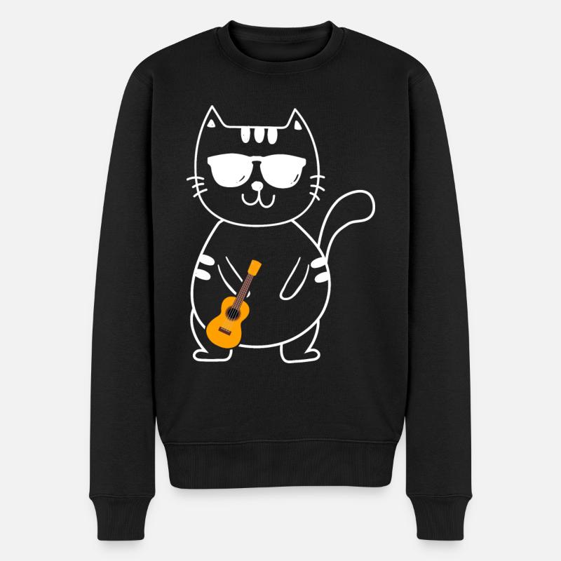 Ukulele - Männer Premium Bio Pullover - Schwarz