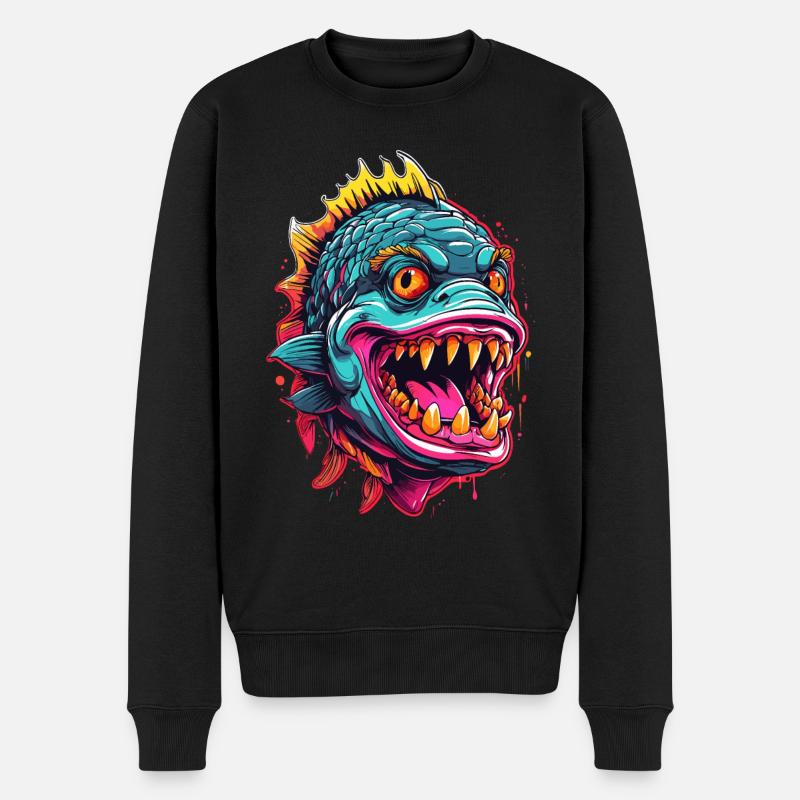 Poisson Piranha - L’élégance dangereuse - Pull Premium bio Homme - noir